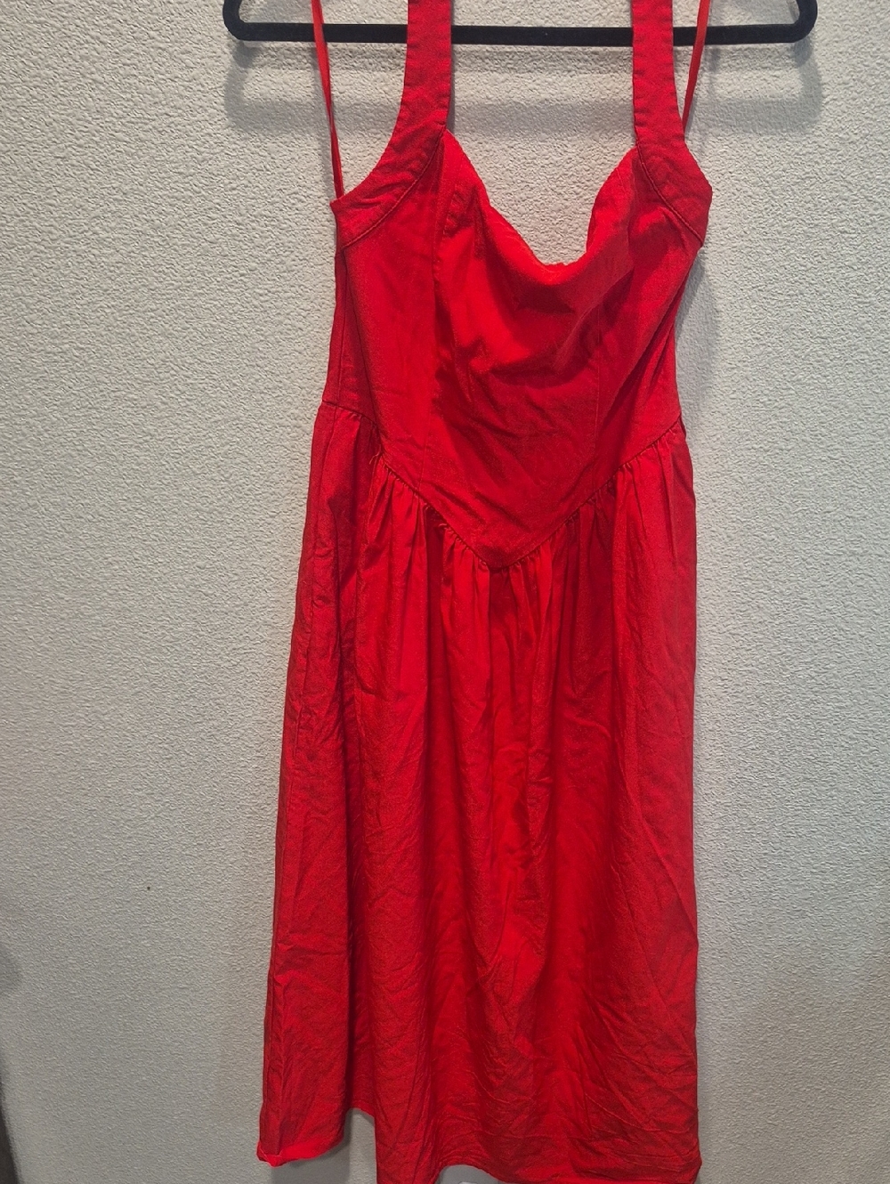 Women’s Red Midi Dress with Sweetheart Bodice